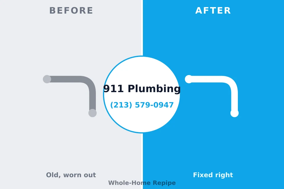 Before and after: plumbing repair Hunter, OH